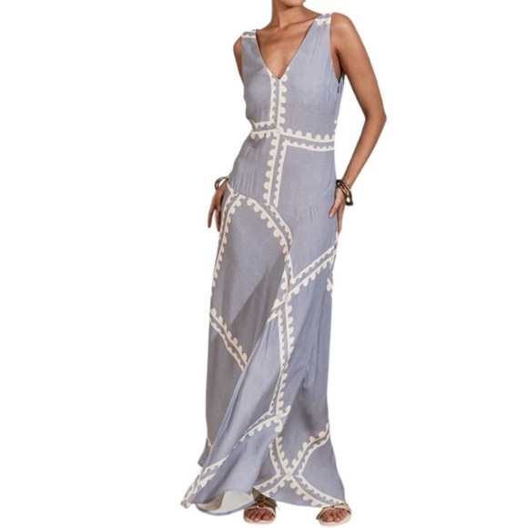 Mon Renn Dresses & Skirts - MON RENN Serape Sleeveless Blue Postcards Fitted Maxi Dress--NWT--10/M